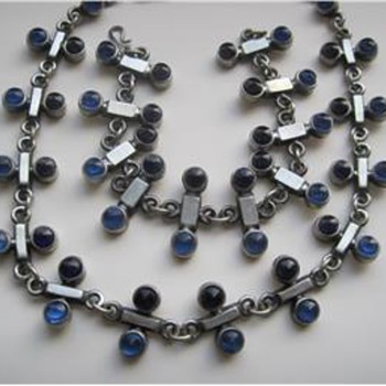 Scandinavian modernist pewter parure with glassbeads - Fine Jewelry