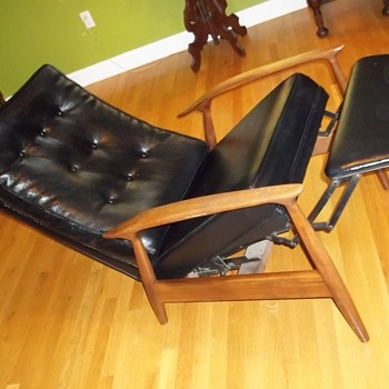 Mid Century Danish Black Leather Recliner - Furniture