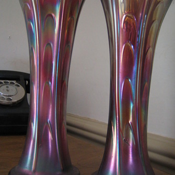 can anyone tell me more about these carnival glass vases?