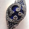 Gegorgian or Victorian cobalt blue enameled brooch hidden compartment 