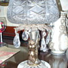 Vintage cut glass crystal pineapple cut compote cherub marble base  