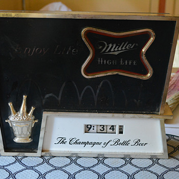 1960s Miller Brewing Sign with Pennwood Clock Movement. - Clocks