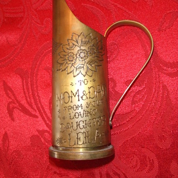 WW2 Trench Art Jeweler engraved pitcher - Military and Wartime