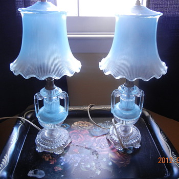 Pair of Glass Lamps - Lamps