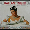 1947 Ballantine Ale and Beer Brunette Beauty Masonite Litho U.S.A.