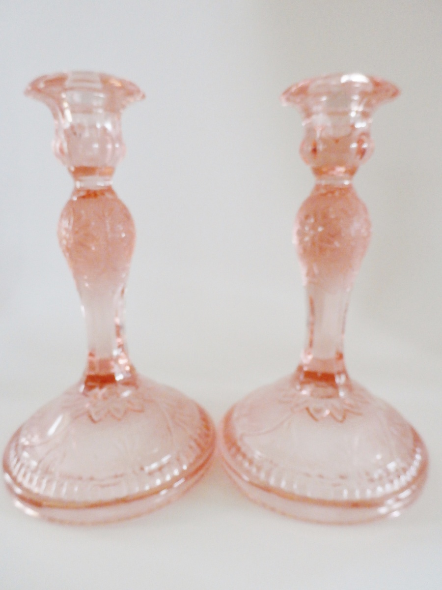 My Pink depression glass candlesticks Collectors Weekly