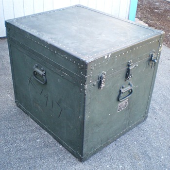 Vintage Military Surplus "Foot Locker" Type Record Case - Records