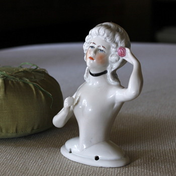 German Porcelain Half Doll / Pin Cushion Doll - Dolls