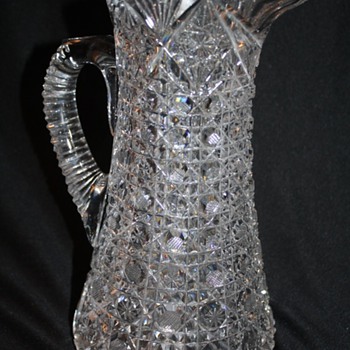 American Brilliant Cut Glass Pitcher "Harvard" Pattern