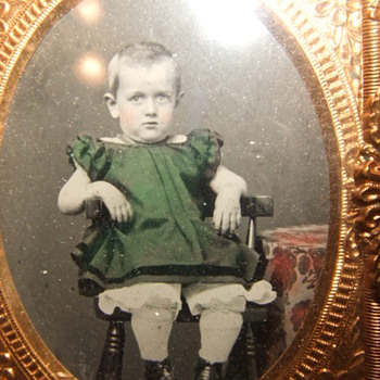 Beautifully tinted ruby ambrotype of boy in a DRESS - Photographs
