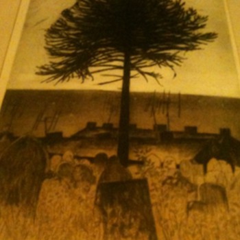 Unusual print of a tree in a graveyard by George Chapman - Posters and Prints