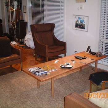 Hans Wegner Oak and Teak Coffe table, large, ca 1965, made by Tuck