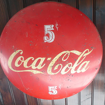 coca cola 5 cent round metal 24" sign
