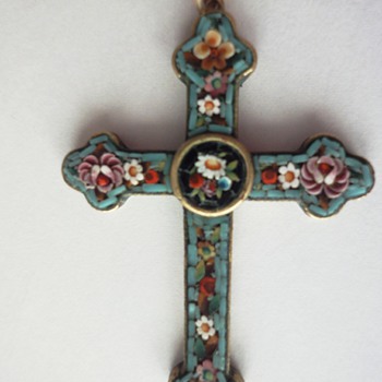 Micro Mosaic Cross Flower pendant - Fine Jewelry