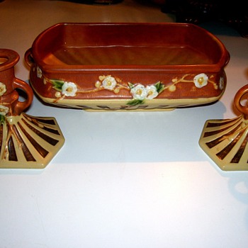 Roseville Cherry Blossom Console Set - Art Pottery