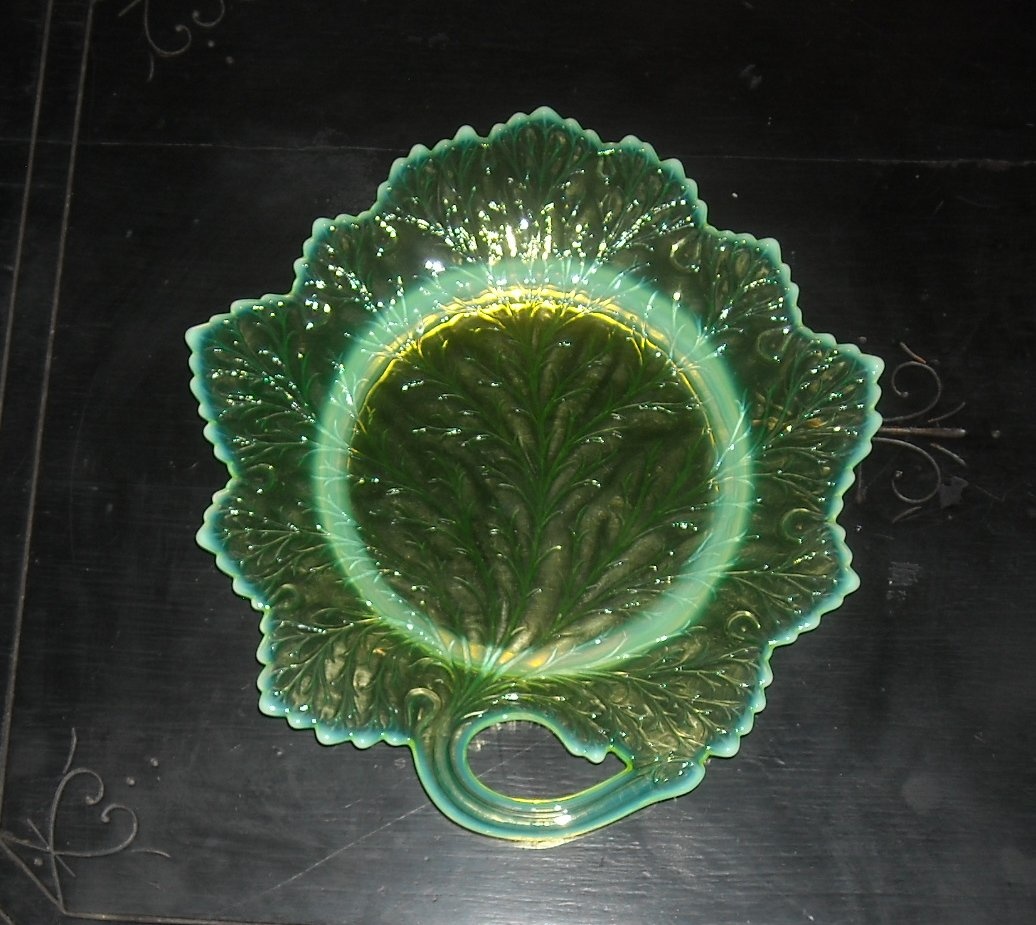 Vaseline Glass Leaf Shaped Plate Collectors Weekly