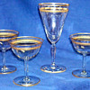 Crystal goblet and champagne Glasses - gold rimmed