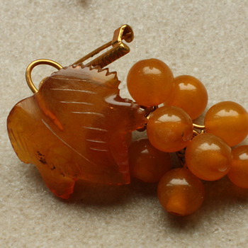 Amber grape brooch