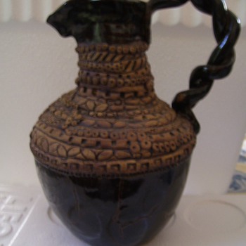 Pitcher with signature very unusal looking Frankenstein look - Art Pottery