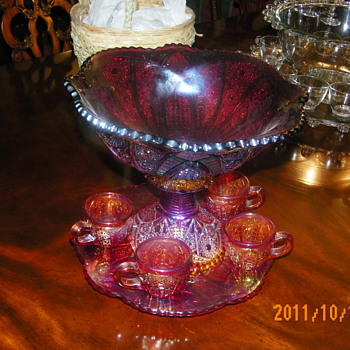 Indiana Glass (?) Punch Set - Red Sunset - Glassware