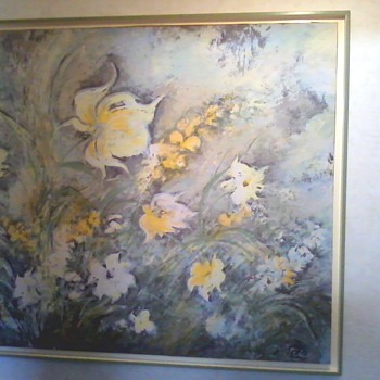 Signed Dietrich Grunewald Floral Serigraph