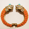 Kenneth Jay Lane Turquoise and Coral Double Tiger Bangle