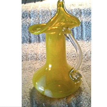Petite JIP Yellow Art Glass Pitcher /Unknown Maker and Age - Art Glass