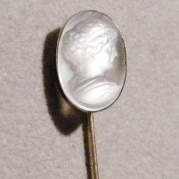 Antique Victorian Carved Moonstone Cameo 15k Pin - Fine Jewelry