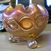 Northwoods Beaded Cable Peach Opalescent Rosebowl