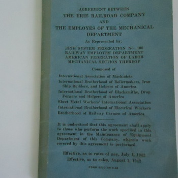 agreement between the ERIE RAILROAD CO. AND THE EMPLOYES OF THE MECHANICAL DEPARTMENT ..EFFECTIVE AUGUST I,1942