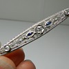 14k White Gold Diamond Sapphire Bar Pin