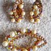 ABSTRACT RHINESTONE & FAUX PEARL BROOCH & EARRING SET