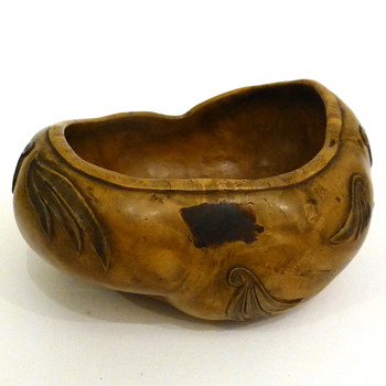 Mystery wood bowl with red laquer mendings- japanese? - Asian