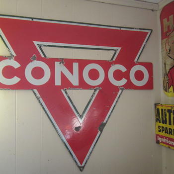 Vintage die cut double sided porcelain sign - Advertising