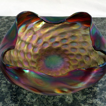 Exquisite Bohemian Art Nouveau Rindskopf Pepita Verde Bride Basket Bowl - Art Glass