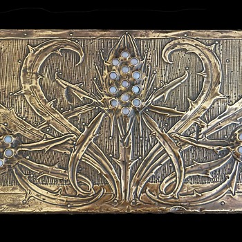 1903 L' Art Nouveau Daguet Brass & Cabochon Decorative Desk Box - Art Nouveau
