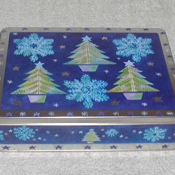 Christmas Cookie Tin - Snowflakes & Trees - Christmas