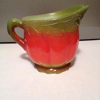 Green and Orange Milk Glass Creamer