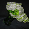 Kralik circa 1900 Shell /Cornucopia Vase Meteor Decor with White Frit and Radiant Green Threading 