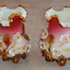 Stevens and Williams applied flower Art Glass Vases