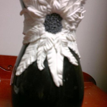 Beautiful Black Vase with Big white flower