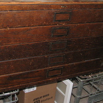 Gorgeous Antique Dark Oak Architect's Flat File Cabinet - Office