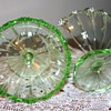 Green Glass footed small bowls / Sherbets / Depression glass?