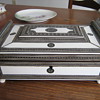 Antique Sadeli Anglo-Indian Inlaid Ivory, Jade, and Silver Sewing Box.