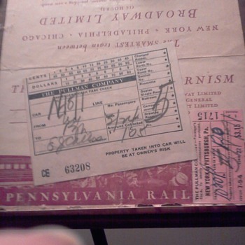 Broadway limited fare stub from the pullman company. Date stamped on it is mar. 24 1939