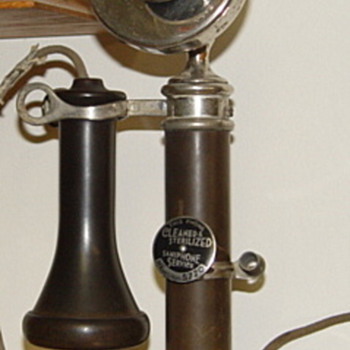 Julius Andrea candlestick phone with Red Cross mouthpiece - Telephones