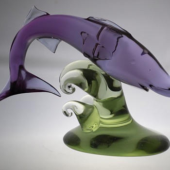 Seguso Vetri d'Arte leaping fish sculpture, model 14313 - Art Glass