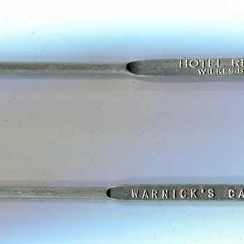 Vintage Swizzle Sticks.....Wilkes-Barré, PA - Advertising