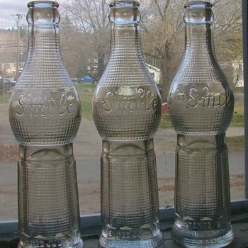 Three SMILE bottles ...ART DECO 1922...ALWAYS GOOD DAY DIGGING! - Bottles