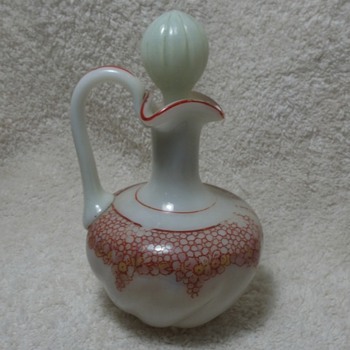 MILK GLASS OIL CRUET WITH STOPPER - Glassware